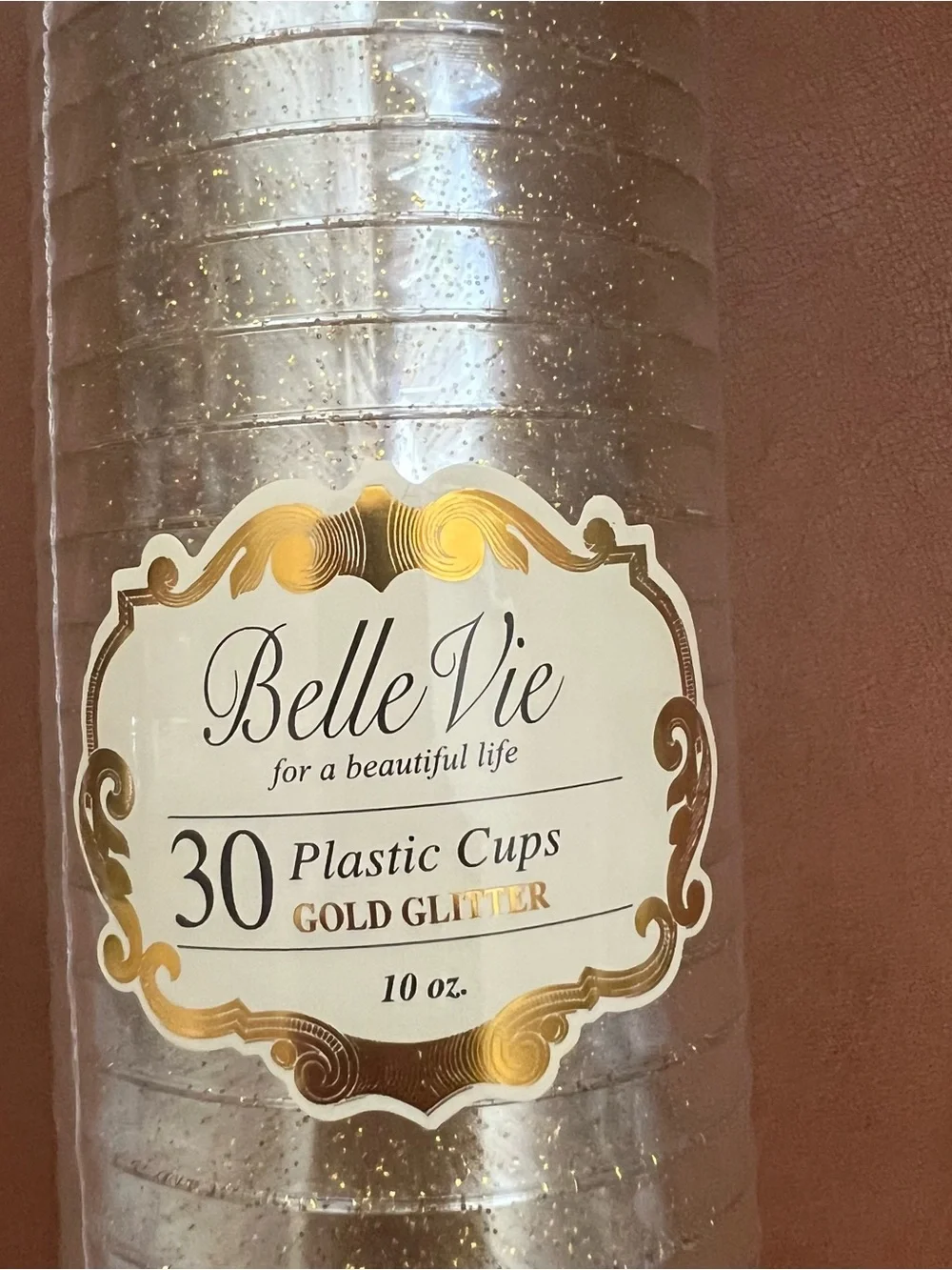 Belle Vie plastic party  cups 30-pack of 10 oz gold glitter tumblers